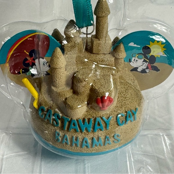 NWT. Disney Castaway Cay 2021 Sand Castle Ears Hat Ornament - Disney Cruise Line - Picture 2 of 11